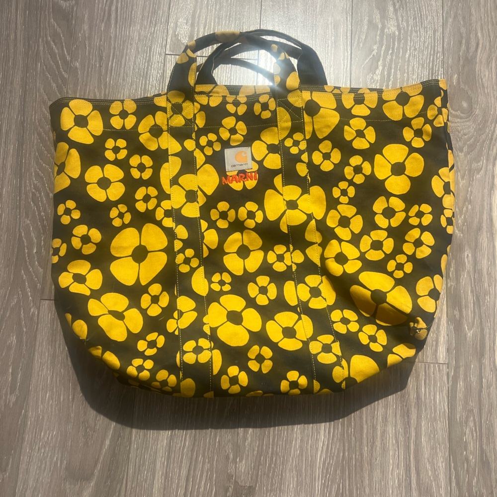 Marni x Carhartt Wip Yellow and Black Floral Tote Bag - Picture 2 of 2